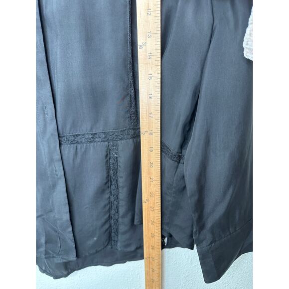 Rails Mona in Black Crepe Lace Long Sleeve Button Collared Shirt L - Picture 15 of 16